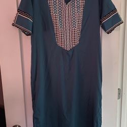 Stylish Peacock Blue Shirt Dress Size XL NWOT
