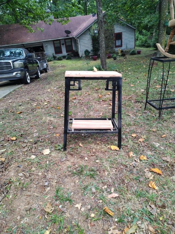 Small Wooden Metal Table