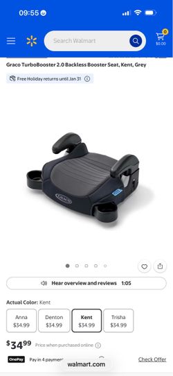 Graco TurboBooster 2.0 Backless Booster Seat, Kent, Grey Free Holiday returns until Jan 31