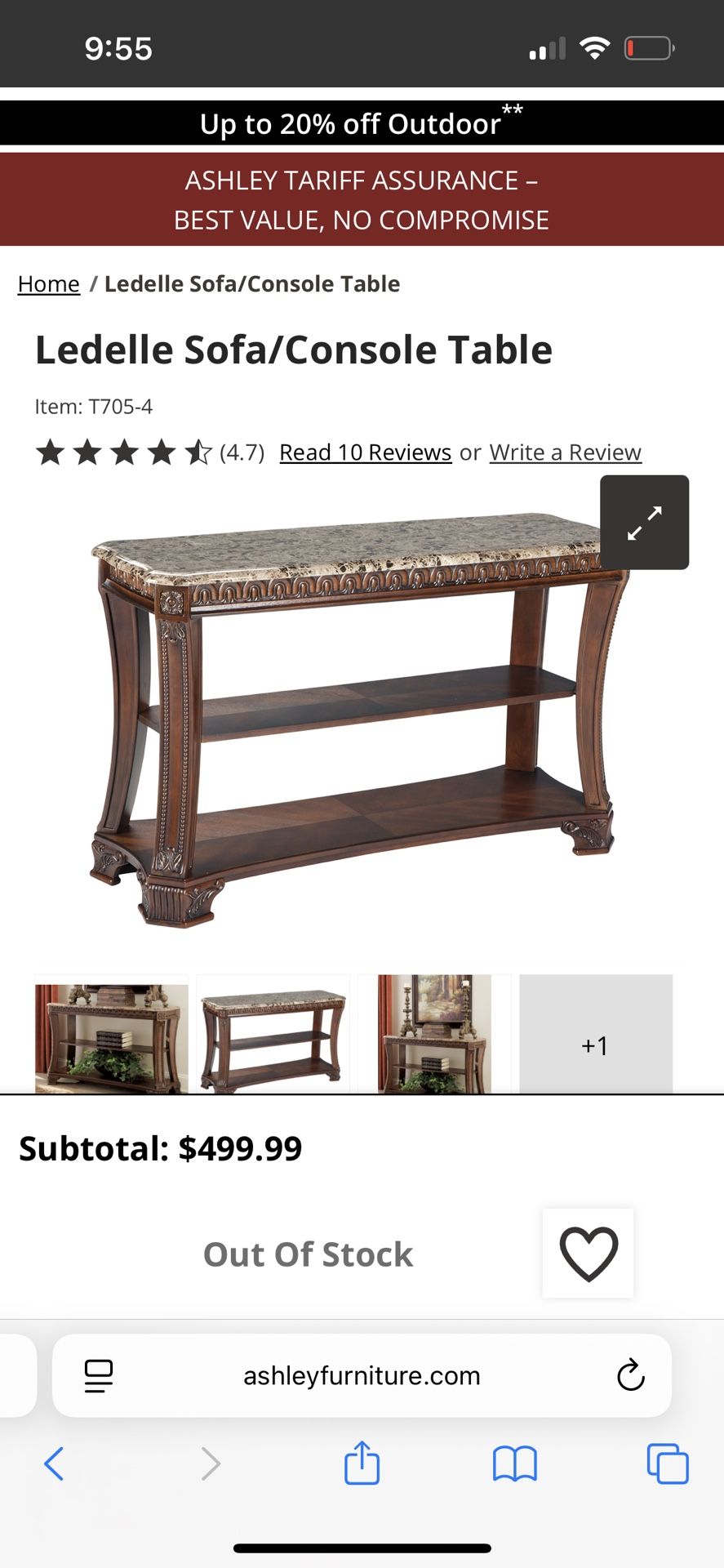 Ledelle Antique-Style Console & Coffee Table Set + Free Pillows! 🛋️