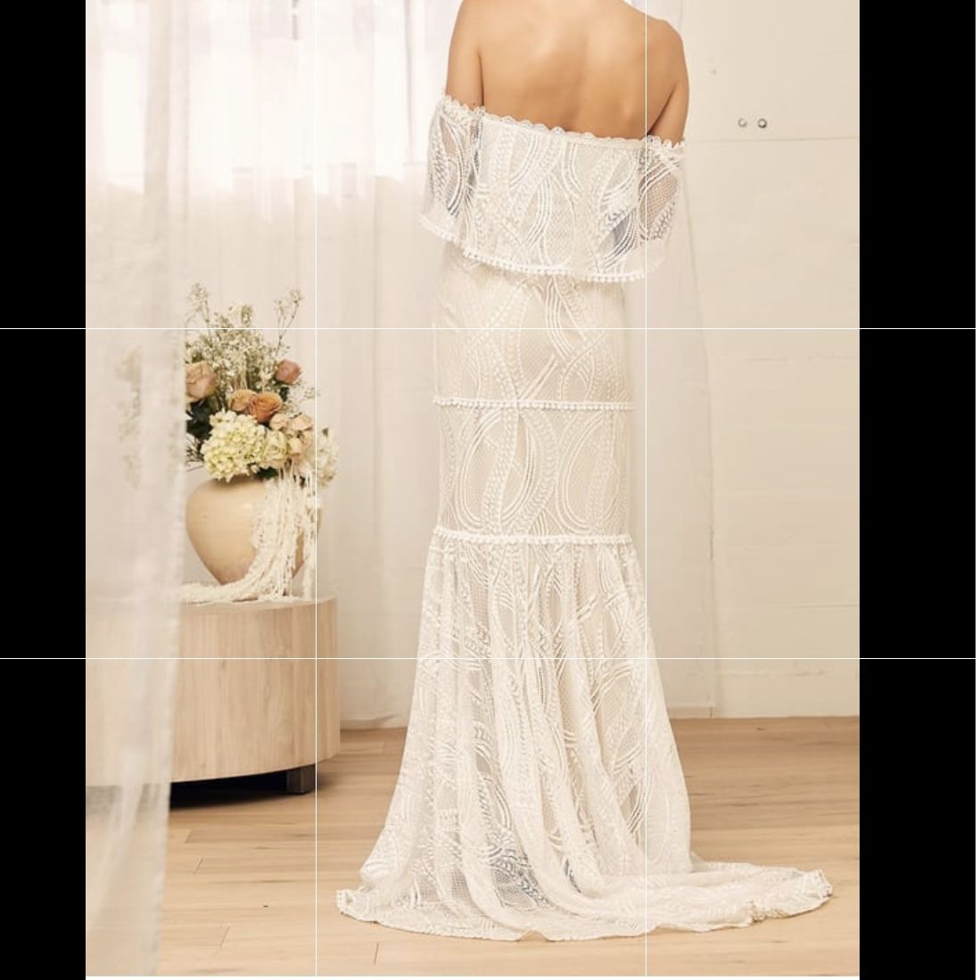 Lulus In My Life White Lace Off-the-Shoulder Mermaid Maxi Dress, S