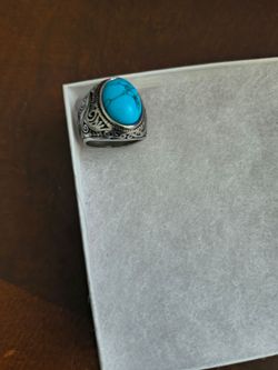 Men's stainless steel ring turquoise