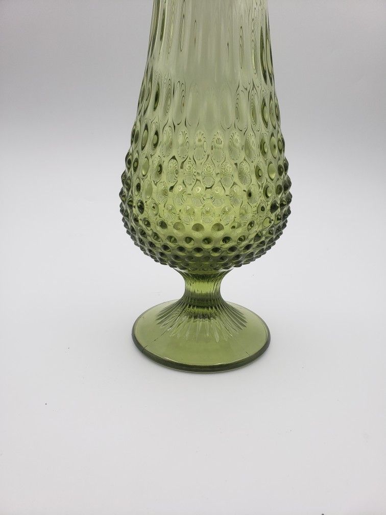 Fenton Large Colonial Green Hobnail Swung Vase