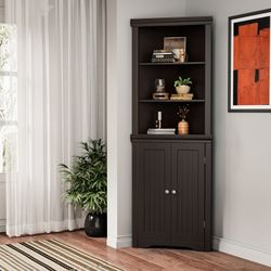 New 62'' Tall Corner Storage Cabinet, Corner Shelf Stand Storage Rack for Living Room, Home Office, Kitchen, Small Space, Brown  New in box T-CB22-002