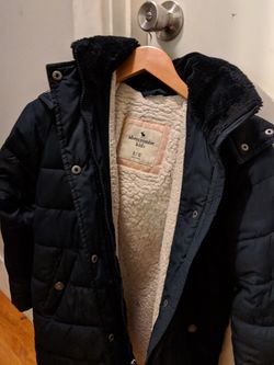 Abercrombie kids girl parka coat jacket 9/10 blue warm