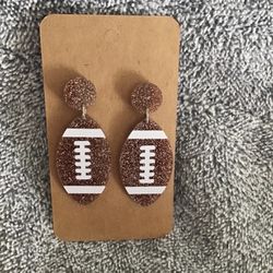 Brown Glittery Football Earrings 