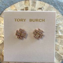 TB earrings rose gold glitter brand new