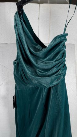 Guess Teal Velvet One-Shoulder Jumpsuit New With Tags