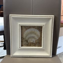 White Beaded Shell Square Photo Frame, Wood, Matte Finish, 12x12 in, 1 Photo