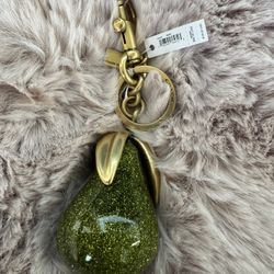 NWT Coach Pear Bag Charm CAX73 Brass/Green Multi
