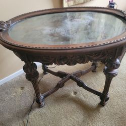 Antique-Style Carved Wood Console / Game Table (Louis XV / Renaissance Revival)