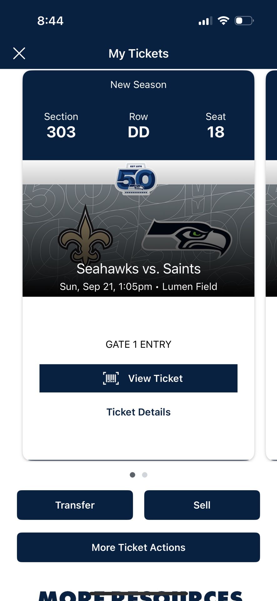 Seahawks Vs. Saints- 2 Tickets