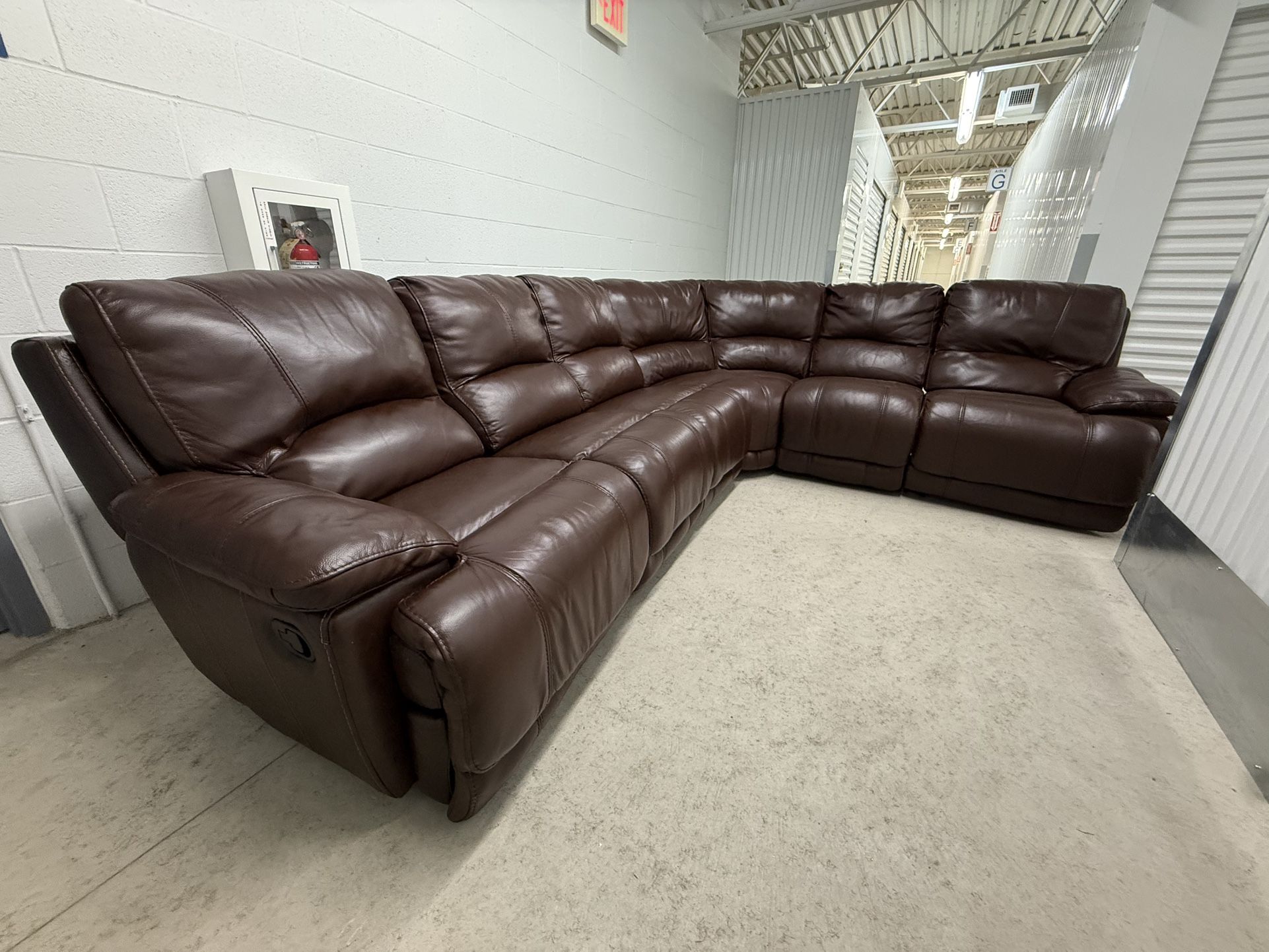 Large Brown Leather Reclining Sectional