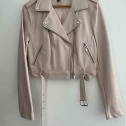 Blush Pink Leather Like Jacket Forever 21