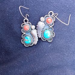 Various Navajo Silver And Turquoise Jewlery With Artist Stanp On Back 