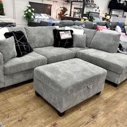 3-pc Sectional Sofa With Storage Ottoman Brand New