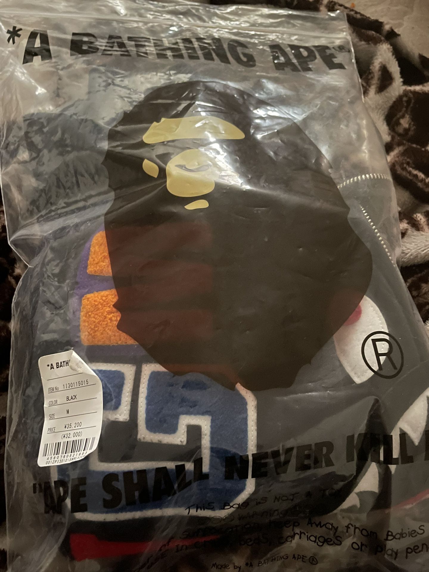 bape hoodie with stockx receipt and bag, size M