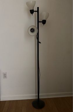 3-Light Floor Lamp Black with White Shades