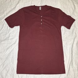 American Apparel Short Sleeve Henley V-Neck T-Shirt Adult M