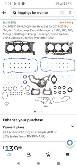DNJ Cylinder Head Gasket set for 2011-2016 Chrysler, Dodge, Jeep, Ram, Volkswagen