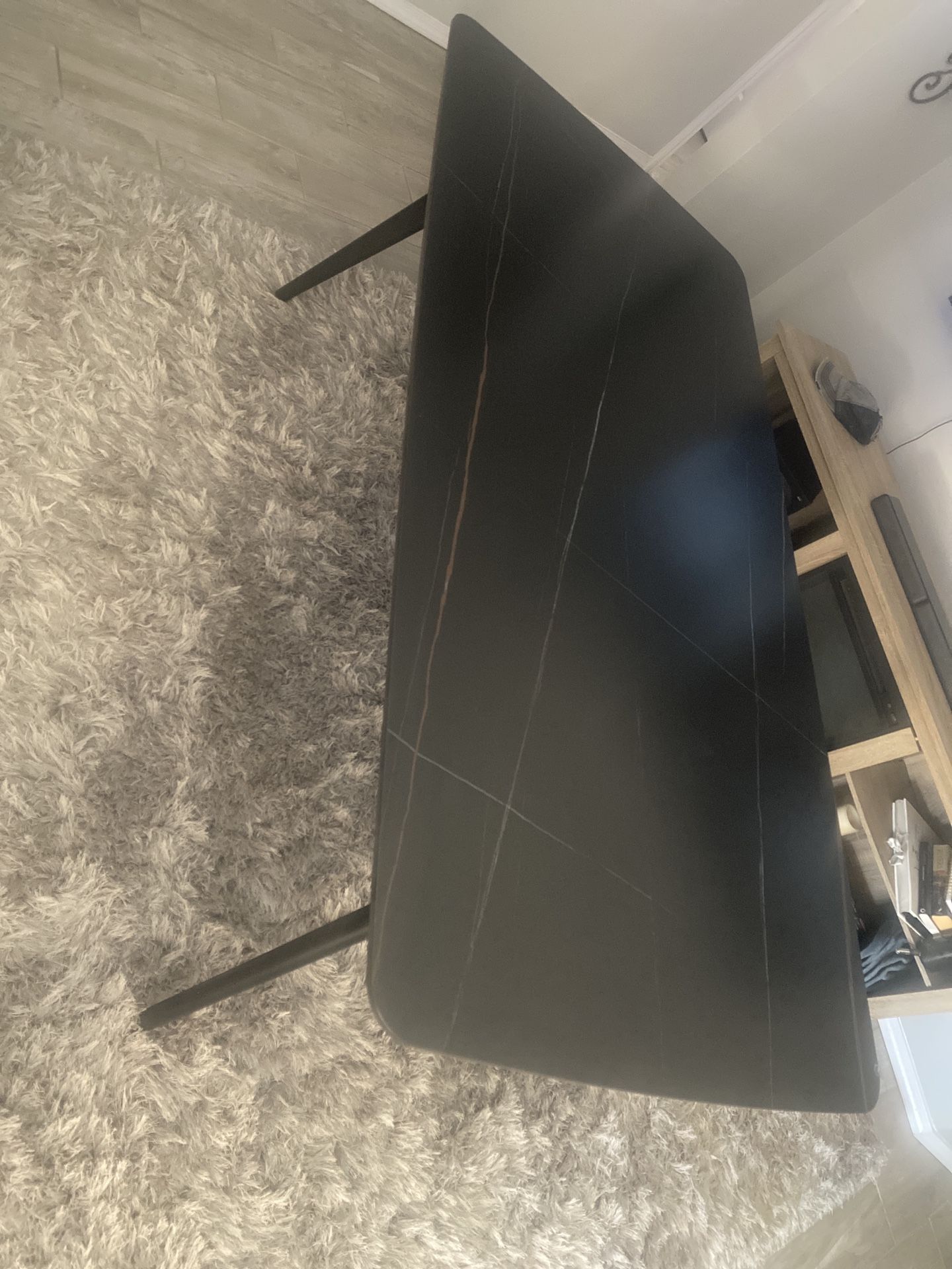 Modern 70” Quartz Dining Table – Sintered Stone Top, Sleek Black Finish