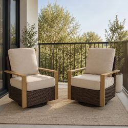 Set of 2 Outdoor Swivel Patio Chairs – $129.99 Total