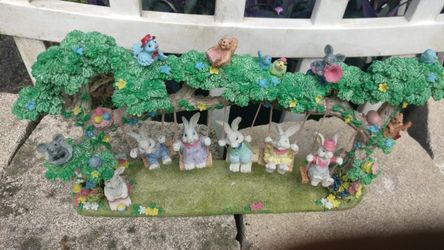 Miniature garden bunny swing set