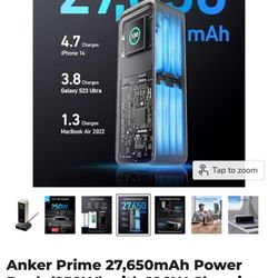 Anker Prime Power Bank, 27,650mAh 3-Port 250W Laptop Portable Charger