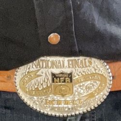 Beautiful White Gold, Gold, And Silver Buckle On An Aligátor Leather Belt.
