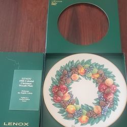 LENOX 1988 Colonial Christmas Wreath Plate Delaware 8th in Series ~ Box