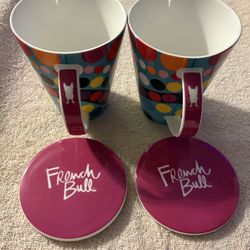 French bull coffee cups w/lids