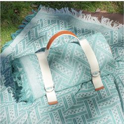 2 in 1 Extra Large Boho Beach Blanket Towel Giant Woven Outdoor Picnic Mat Camping Gear Cruise Essential 2025 Summer Vacation Must Have Airplane Trave