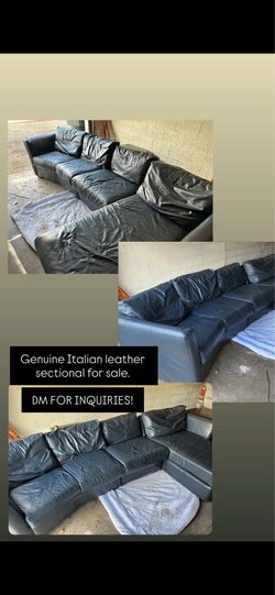 Dark blue Italian leather sectional