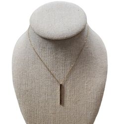 Vintage Gold Toned Toned Nameplate Leticia Minimalist Pendant Necklace