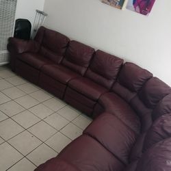 Sofa Sectional Leather Color Brown 