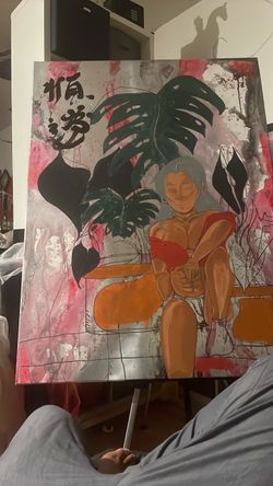 One of a kind contemporary anime plant art piece