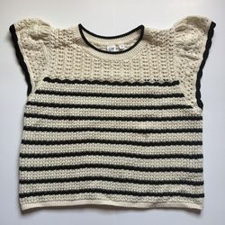 Gap crochet blouse with black and cream stripes