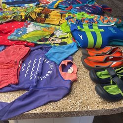 Boys Swimming Clothes, Shoes And Floatie