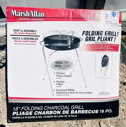 Brand New Marsh Allen 18 in. Fold-A-Matic Charcoal Grill Black