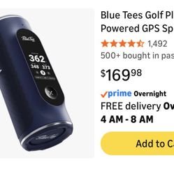 Blue Tees Golf Player+ AI-Powered GPS Speaker - Touchscreen Display, 10+ Hour Battery, 40,000+ Courses, Visual & Audible Distances, Hazard Detection, 