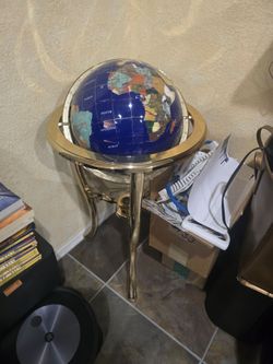 Vintage Blue Lapis Gemstone Floor Globe