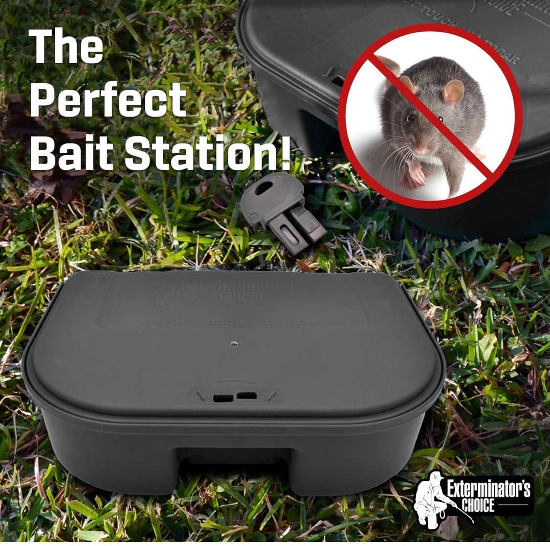 Exterminator's Choice Black Mouse Bait Station, Includes 12 Small Stations and 1 Key, Heavy Duty Bait Traps for Mice and Other Unwanted Household Intr