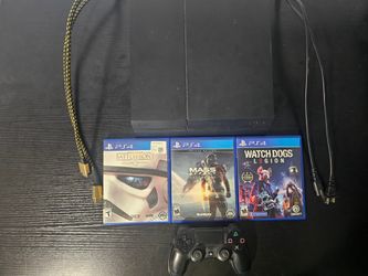 PS4 Console, Model CUH-1215A, 500GB, Cords, Controller, 3 Games, Very Good Condition
