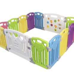 Baby Playpen Kids Activity Centre Safety Play Yard Home Indoor Outdoor New Pen (Multicolour, Classic Set 14 Panel)