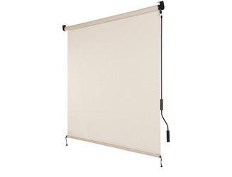 5% Openness Cordless Solar Fabric Roller Shade, 7'W x 8'H Sun Shade for Outdoor Gazebo Pergola Porch, Beige