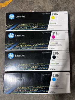 Complete Set of Genuine HP 218X High Yield Toners – Black, Cyan, Magenta & Yellow