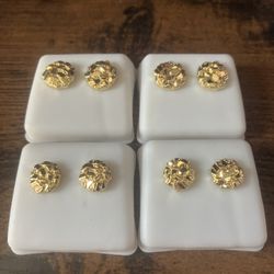 14K Gold Plated 925 Nugget Earrings