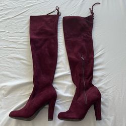 Wine colored size 6 women’s knee high boots