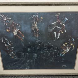 Robert Yellowhair - Saturday Night at Walpi - Large Framed Navajo Print