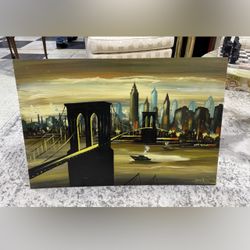 Edgar A Starek painting Oil On Board signed 1976 New York City 36x24